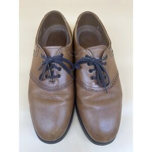 Allen Edmonds Brown Leather Oxford 8.5 D Cap Toe Vibram Sole USA